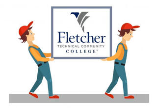 Two workers carrying the Fletcher TCC logo